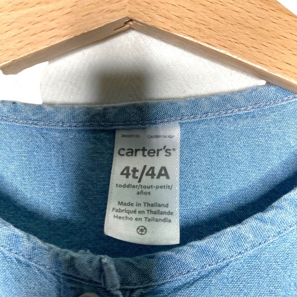 Carters Blue Chambray Shirt Dress Size 4 - Picture 10 of 10